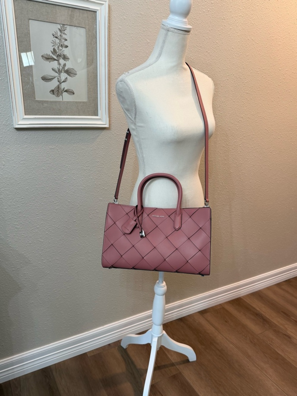MICHAEL Michael Kors Scarlett Medium Woven Leather East West Satchel EUC - Picture 6 of 16